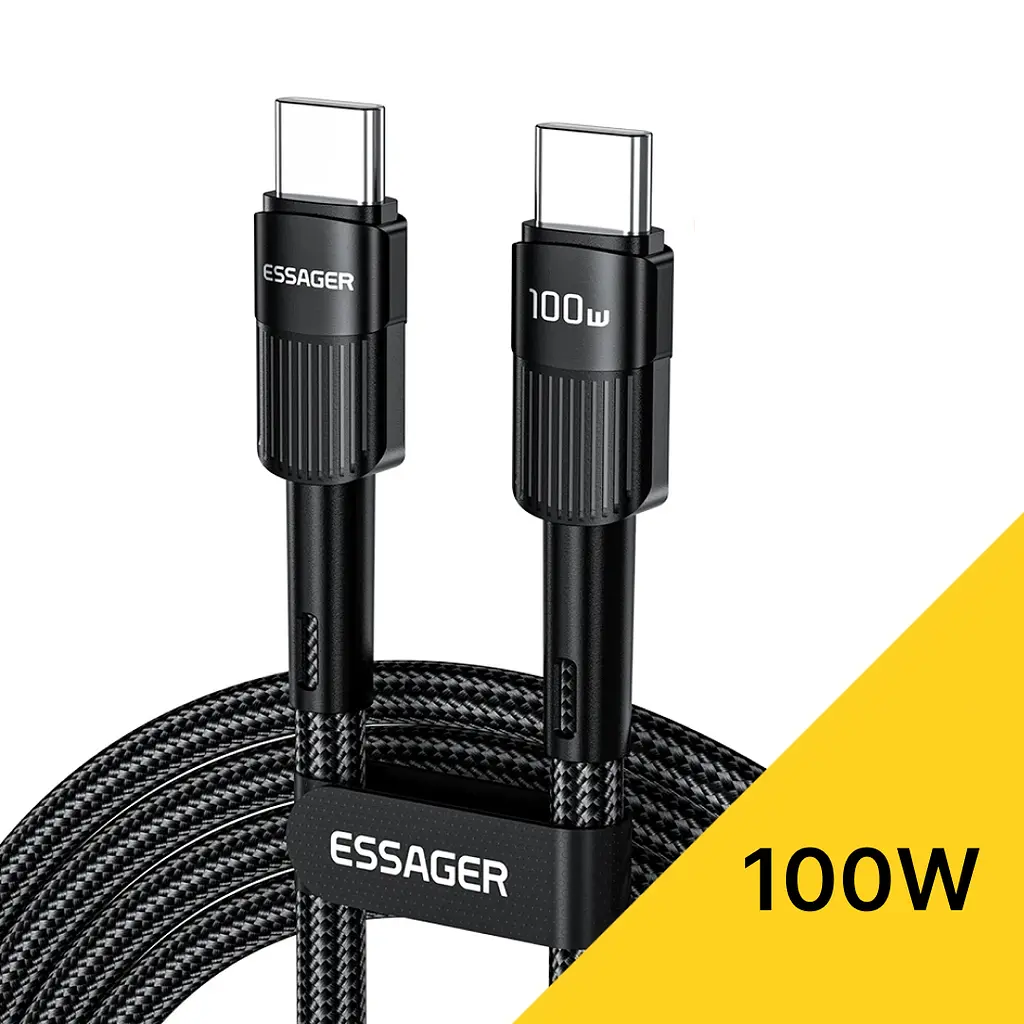 Essager 100W кабель USB-C to USB-C 1 метр (чорний) - фото 8