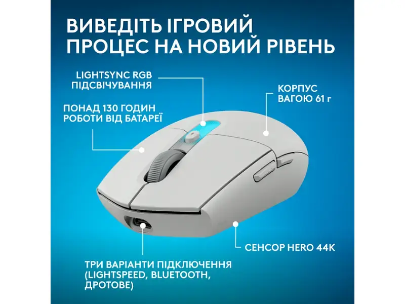 Миша Logitech G305 X Superlight White (910-007747) - фото 2