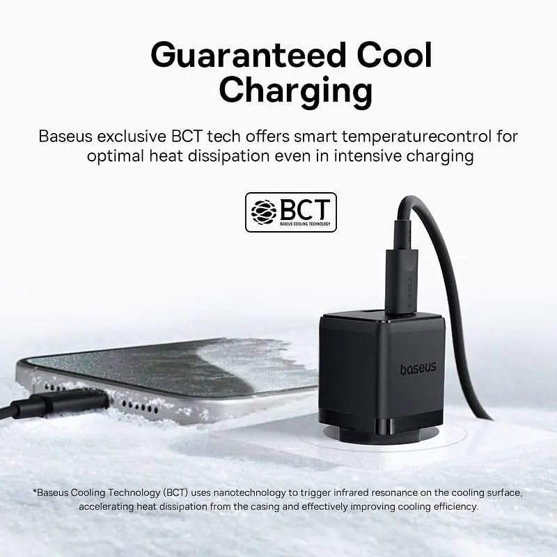 Зарядний пристрій Baseus Palm Fast Charger C+U 30W EU Cluster Black (with Mini White Cable USB-C to USB-C 60W (20V/3A) 1m) (P1011160A113-01) - фото 3