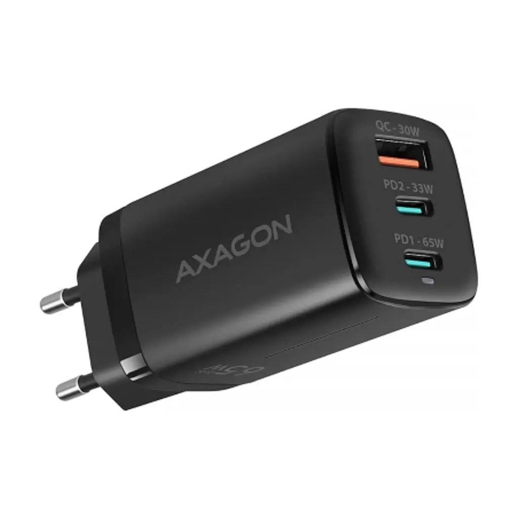 Зарядний пристрій AXAGON 1xUSB + 2xUSB-C 65W QC4+ PD3.0 PPS black (ACU-DPQ65) - фото 2