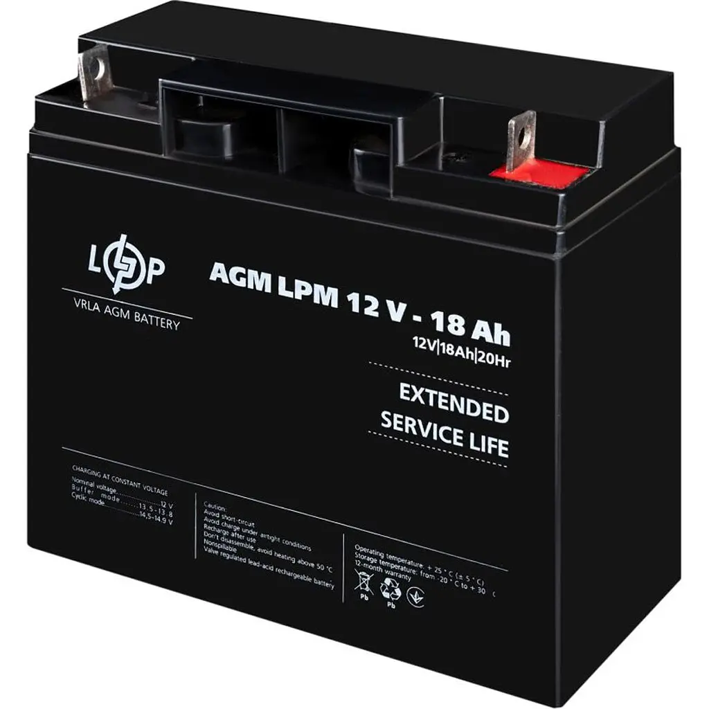 Акумулятор LogicPower AGM 12V/18Ah/216Wh [4133] [109155] - фото 4
