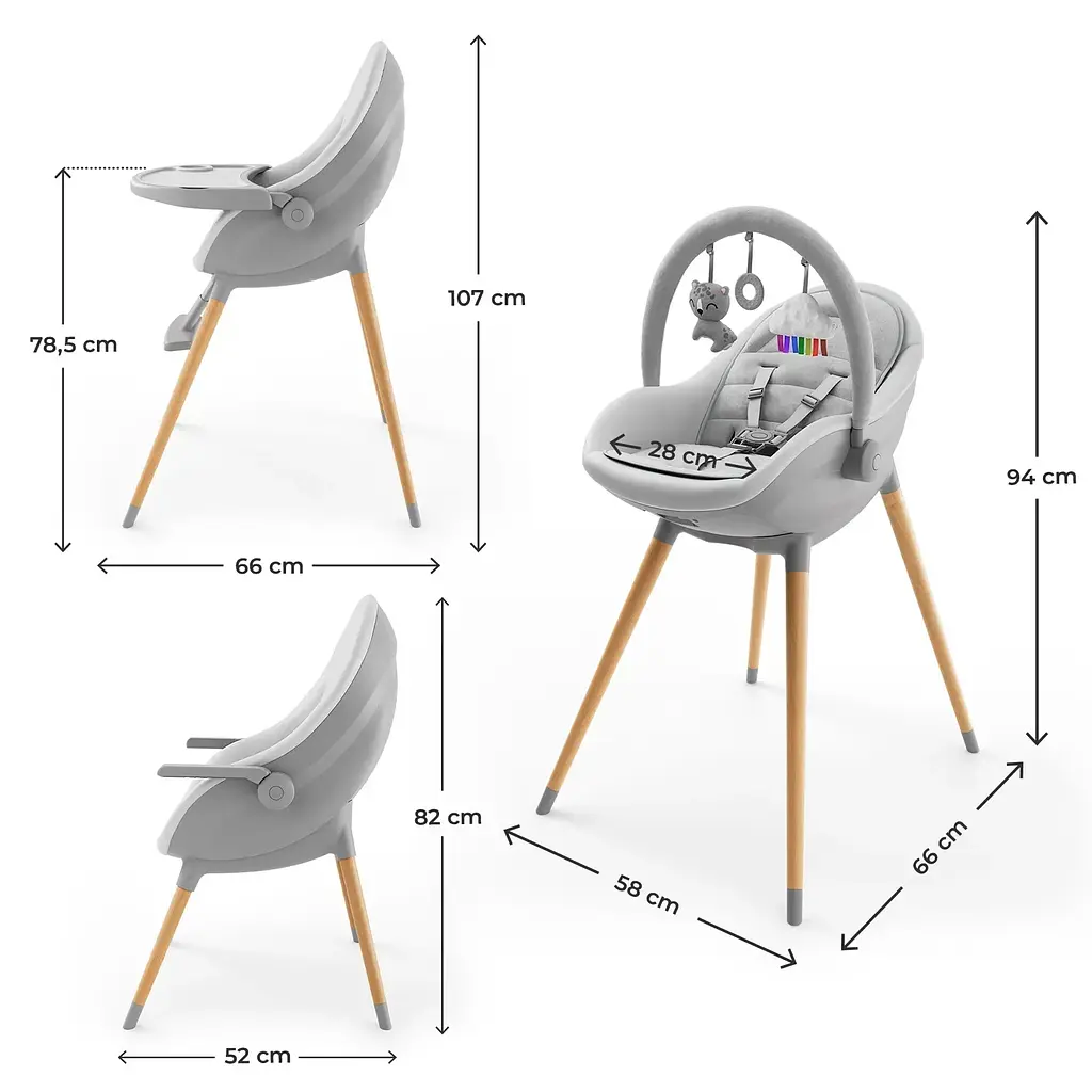 Стільчик для годування 2 в 1 Kinderkraft Fini Up Grey (KHFINIUPGRY0000) - фото 8