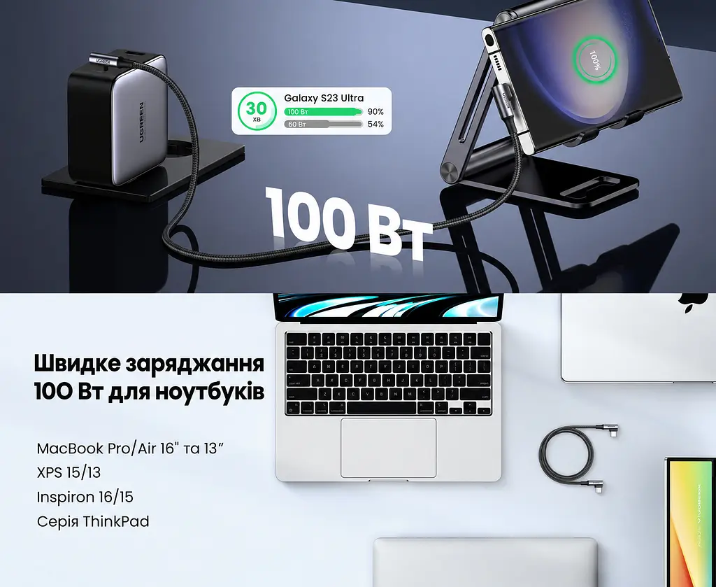 Кабель UGREEN US335 USB-C - USB-C кутовий 90° PD 100 Вт 2 м космічний сірий (70698) - фото 9