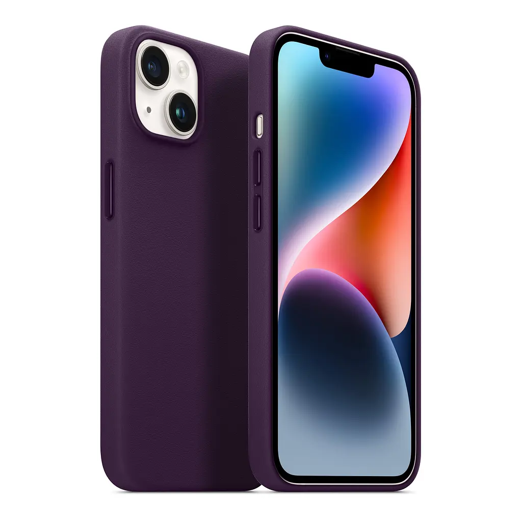 Кожаный чехол-панель для Apple iPhone 14, FAKE Leather Case, фиолетовый, искусственная кожа, премиальный, противоударный, защита всего корпуса, с мягкой подкладкой, поддержка MagSafe и беспроводной зарядки, ArmorStandart (ARM64392) - фото 3