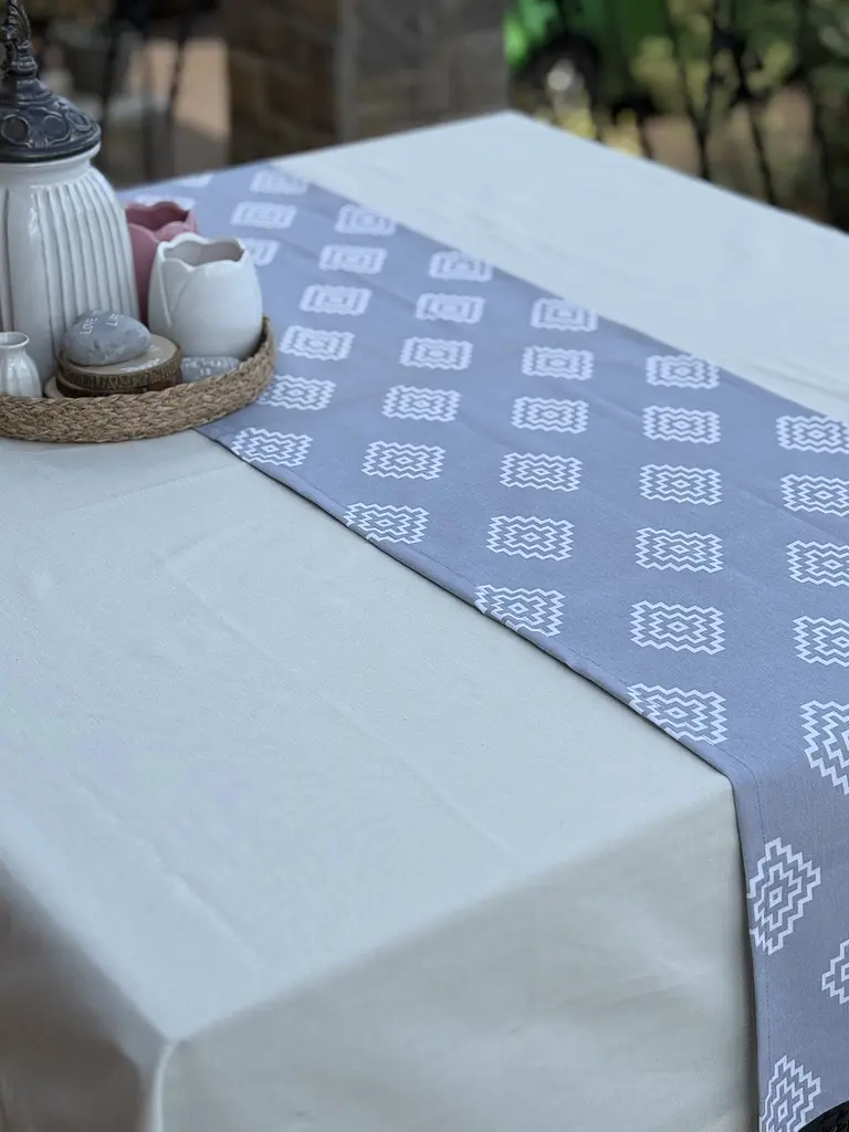 Ранер доріжка Ecotton DUCK 45x170 см для обіднього столу водовідштовхувальна сірого кольору геометрія (25147) - фото 6
