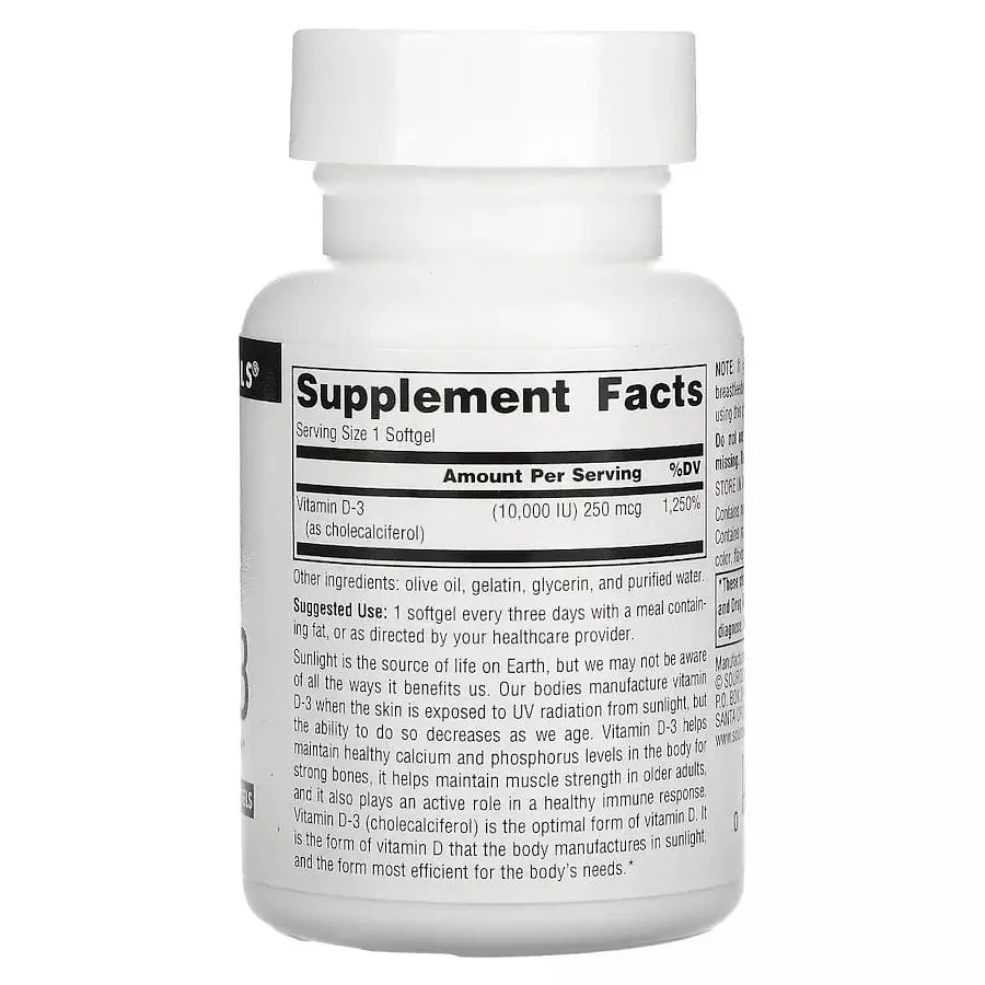 Вітаміни та мінерали Source Naturals Vitamin D3 10000 IU 60 капсул - фото 2