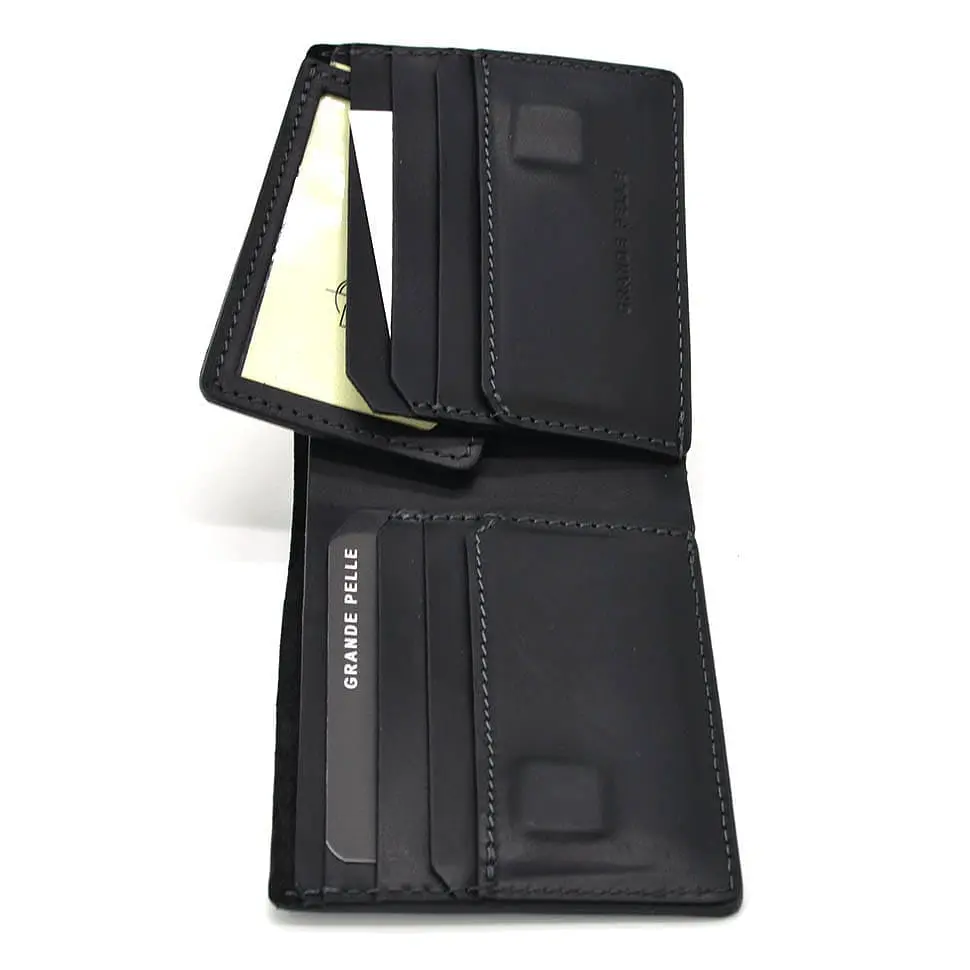Мужское кожаное портмоне черное матовое GRANDE PELLE 10х10х2 см acs0032088 - фото 5