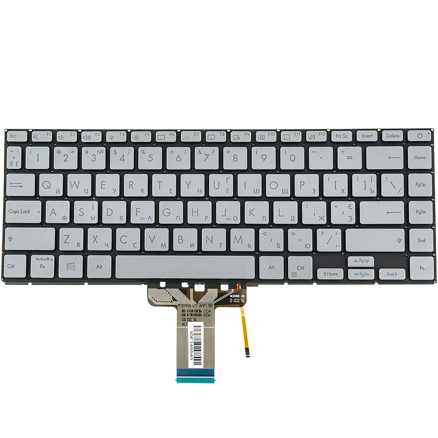 Клавіатура для ноутбука ASUS (X421 series) rus, gray, без фрейма, підсвічування клавіш (оригінал) - фото 2