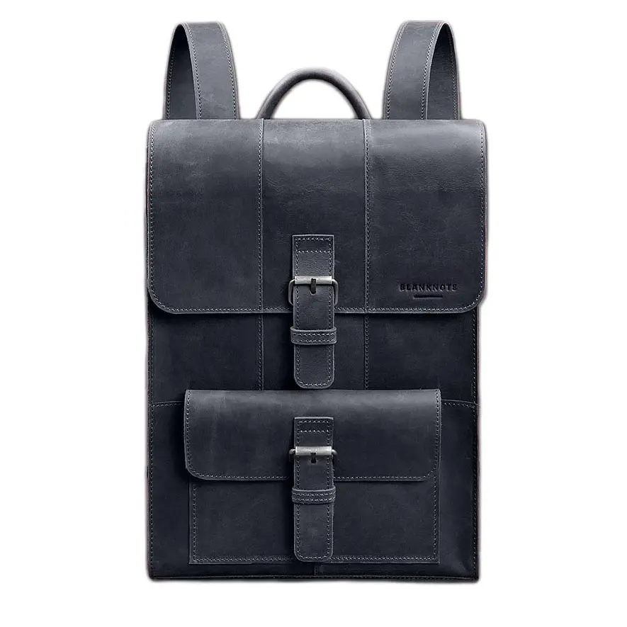 Шкіряний рюкзак Brit темно-синій Crazy Horse - фото 6