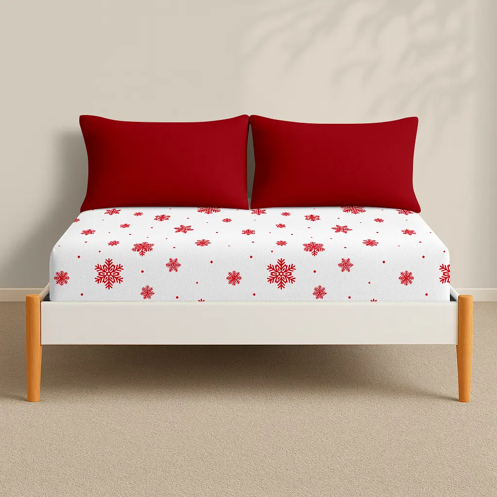 Простирадло на резинці фланель 200х220 SNOWFLAKES BERRY COSAS (4822052476444) - фото 3