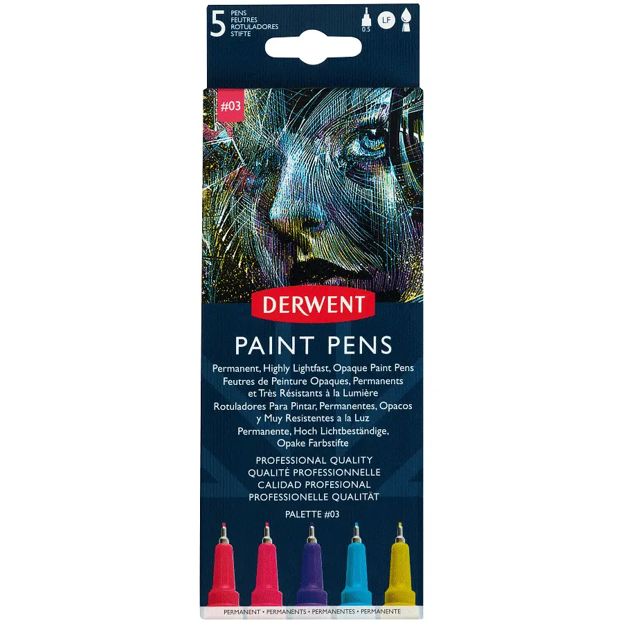 Набір кольорових ручок PAINT PEN PALETTE №3, 5шт Derwent