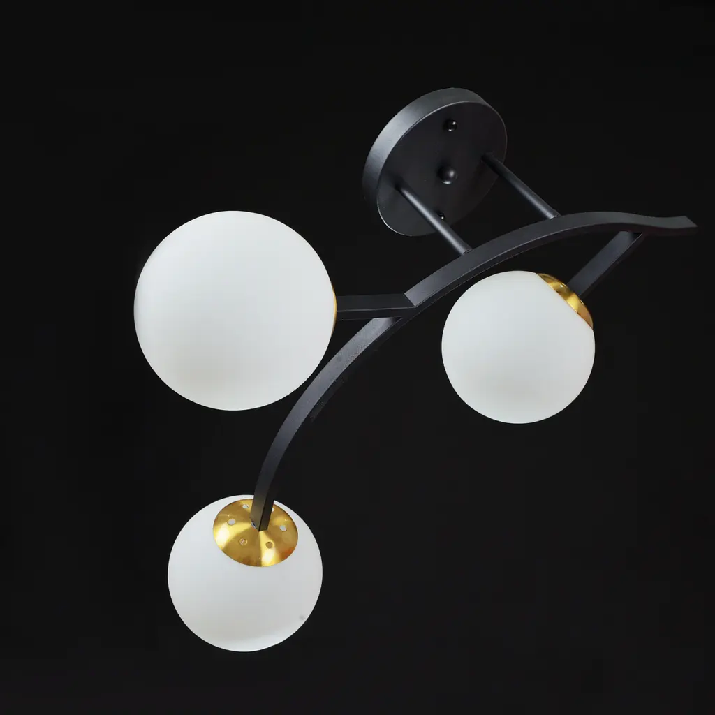 Люстра потолочная Brille в спальню Е27 60W BK/WH (BR-01 644C/3) - фото 9