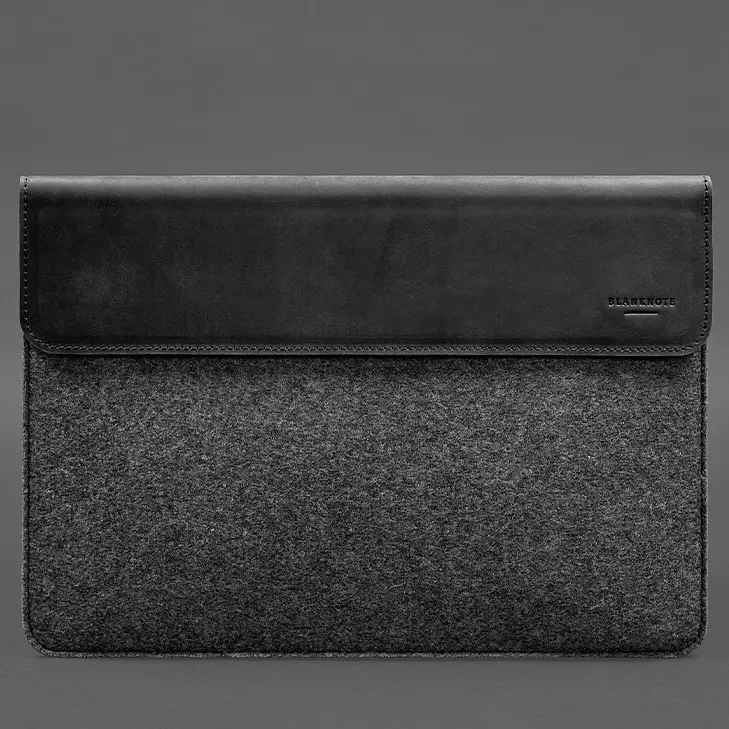 Чохол-конверт BlankNote із клапаном шкіра+фетр для MacBook 15" Чорний Crazy Horse - фото 5