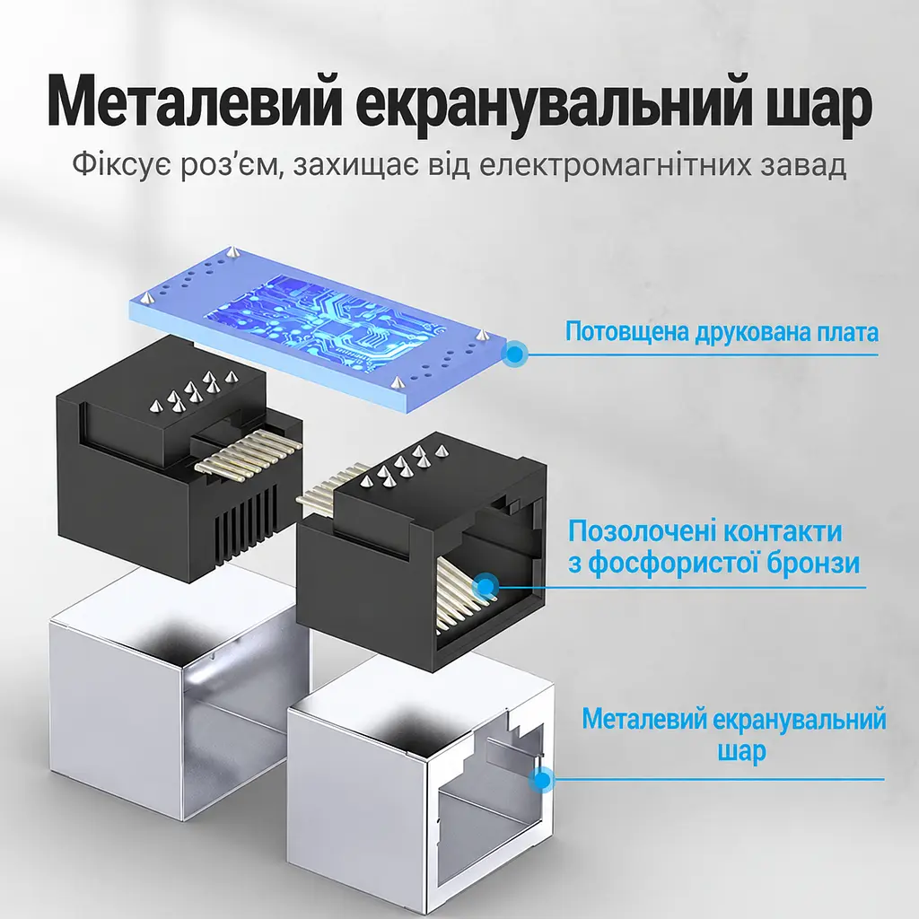Мережевий з'єднувач Vention IPVB0 Keystone RJ45 Cat.6 чорний (IPVB0) - фото 3