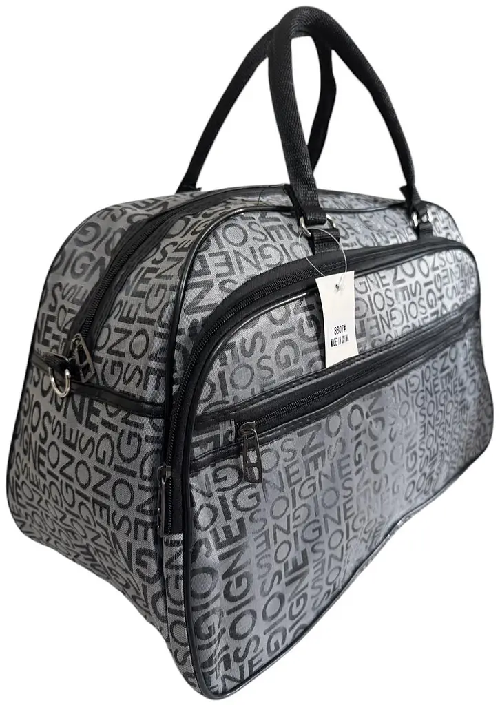 Сумка дорожня ручна поклажа з довгим ременем через плече 8807 світло-сіра буква - фото 2
