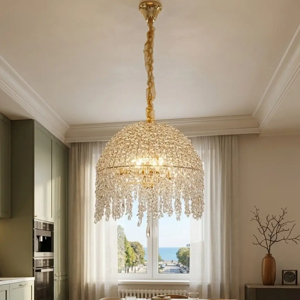 Підвісна кришталева люстра Artlight 5100/600 "Гліцинія" золото, 6 ламп E14, від 13-20 м²