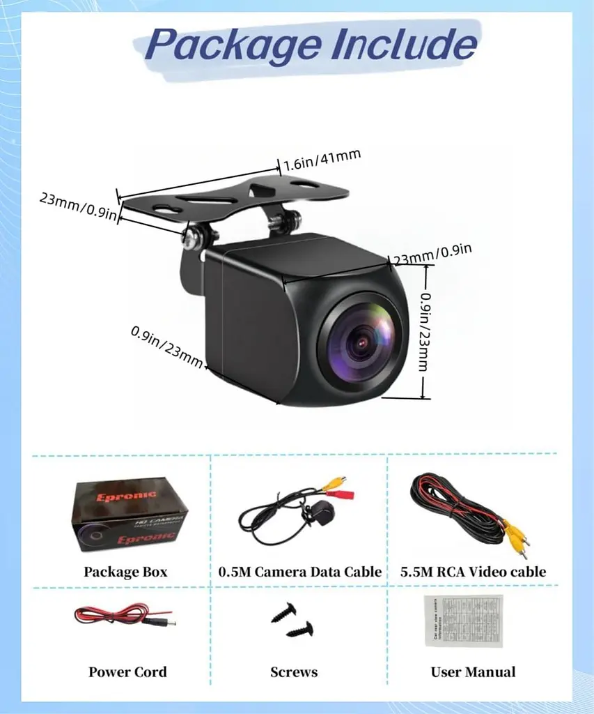 Epronic AHD 1080P/720P Камера заднього огляду 170° Кут огляду для автомобіля, нічне бачення IP68 Водонепроникна - фото 2