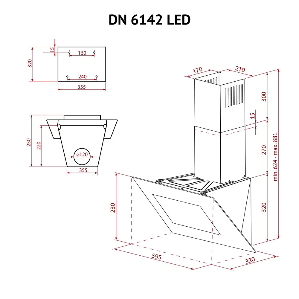 Витяжка декоративна похила PERFELLI DN 6142 BL LED - фото 11