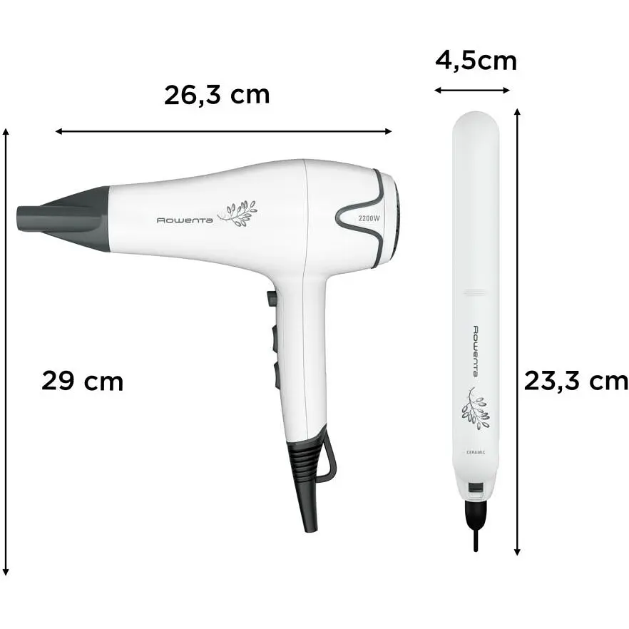 Набір фен та випрямляч Rowenta Pure Collection 2200 Вт біло-чорний (YD3057F0) - фото 3