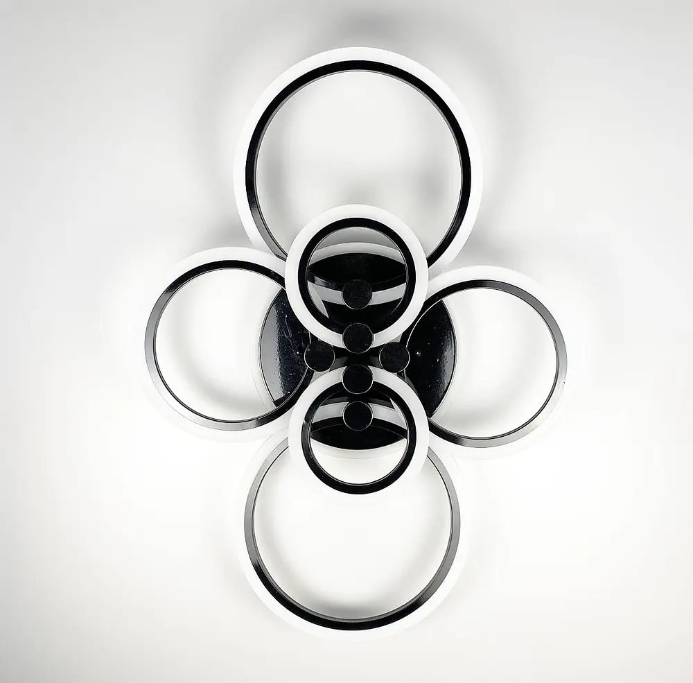 Светодиодная люстра Senta на 6 колец в черном корпусе на 3 световых режима Line F | Ст. A2374/6 BR BK - фото 2