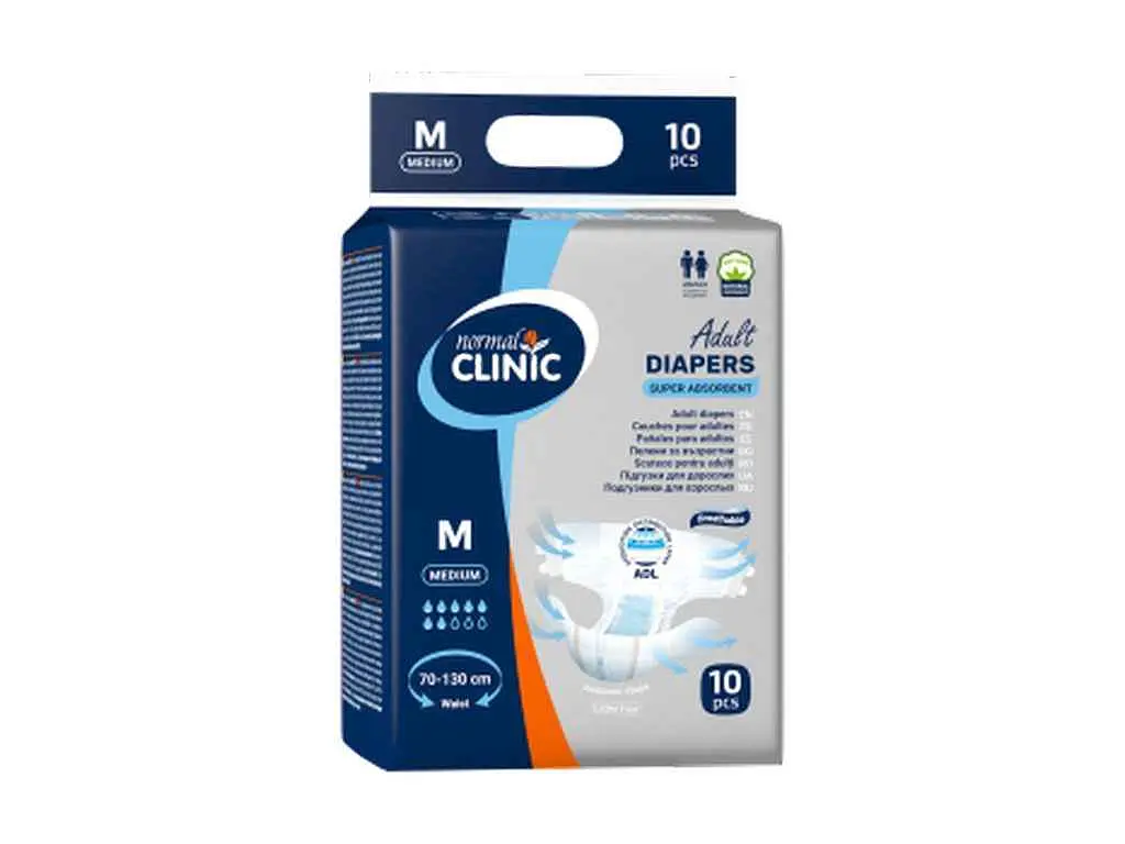 Підгузки для дорослих NORMAL CLINIQUE р.M 10шт 7 крапель (талія 70-130см)