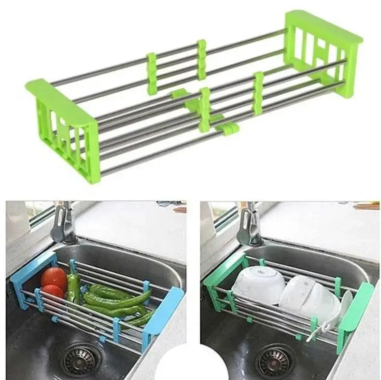 Кухонна полиця Kitchen Drain Shelf Rack багатофункціональна, складана від 33 см до 48 см - фото 7