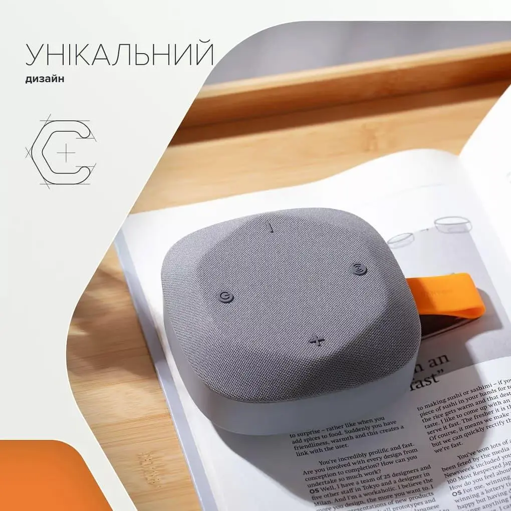 Портативна акустика Canyon HEXAGON 10 TWS 8W IPX5 Grey Orange (CNE-CBTSP10GO) - фото 9