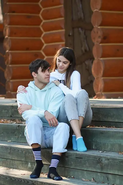 Шкарпетки з принтом смужки високі безшовні якісні ORGANIC cotton JILL ANTONY Синій, 39-41 - фото 3