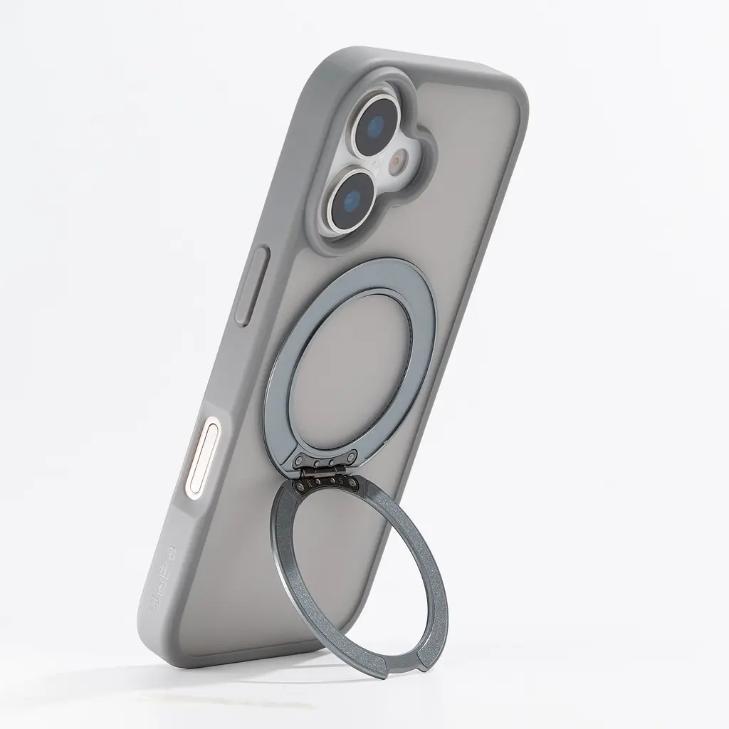 Противоударный чехол-панель для Apple iPhone 17, Unit Stand2, серый, силикон + поликарбонат, защита всего корпуса, с подставкой, поддержка магнитных держателей и беспроводной зарядки (MagSafe), ArmorStandart (ARM86331) - фото 5