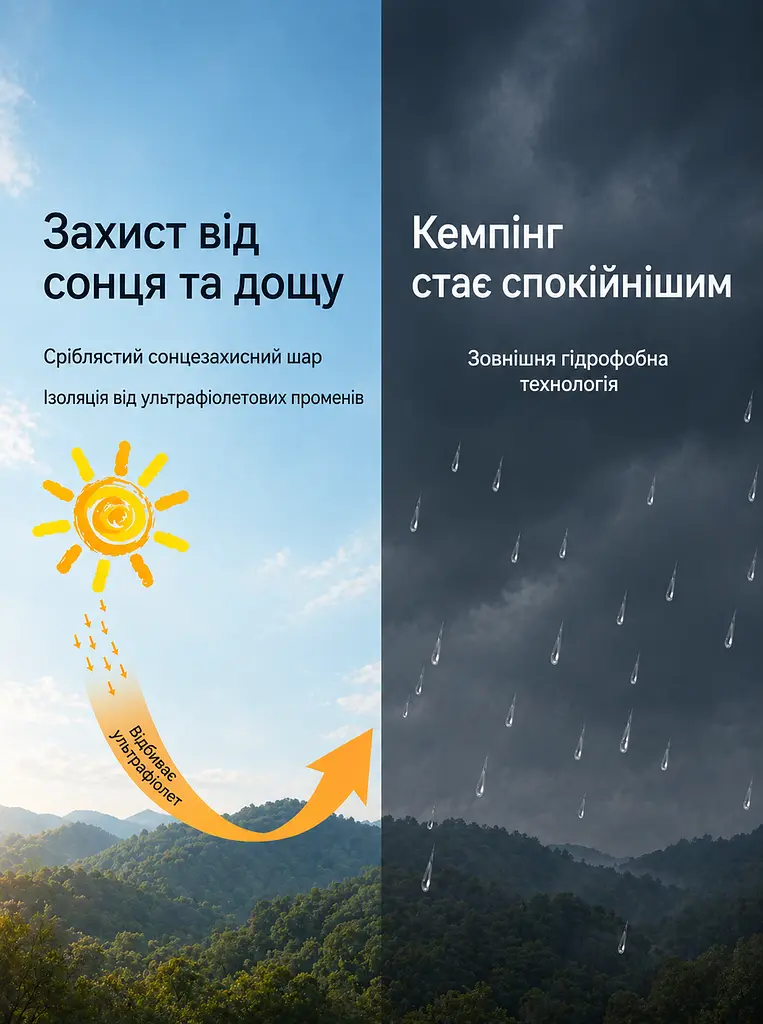 Намет туристичний автоматичний з тентом сірий 235 x 235 x 155 см 3-місний (49675861) - фото 5
