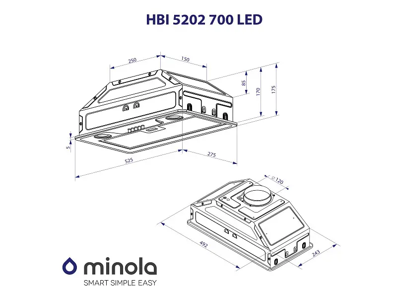 Витяжка Minola HBI 5202 IV 700 LED - фото 7