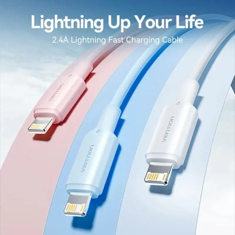 Дата кабель USB 2.0 AM to Lightning 1.0m 2.4A black Vention (LAMBF) - фото 2