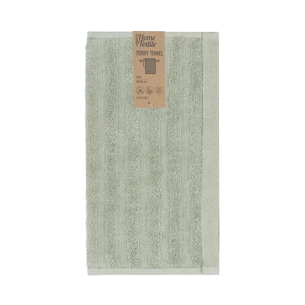 Рушник махровий Ardesto Lines, 30х50см, 100% бавовна, зелений (ART2630LG)