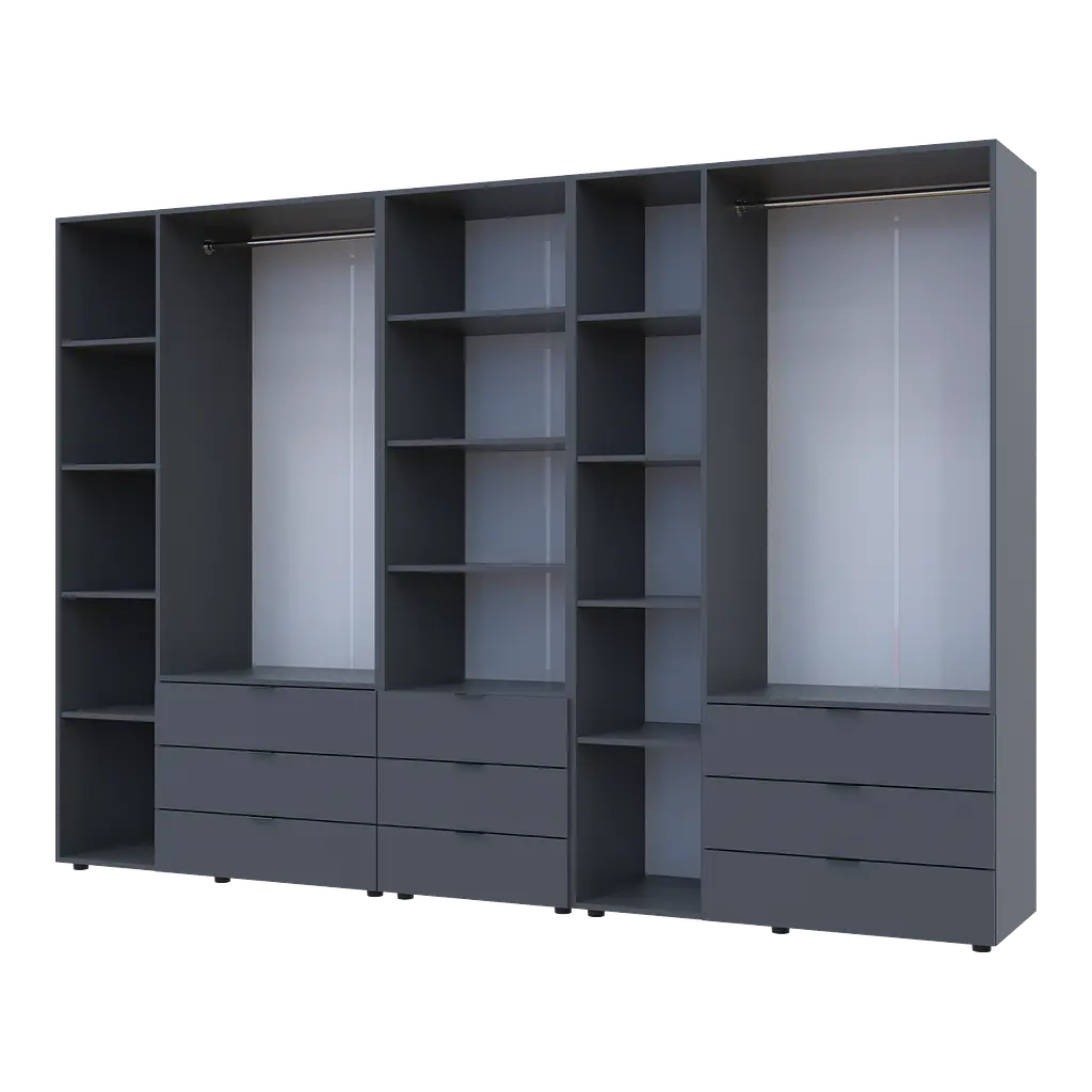 Шкаф для одежды Doros Гелар Графит 3+3ДСП с пеналом 292.4х49.5х203.4 (42005172) - фото 4