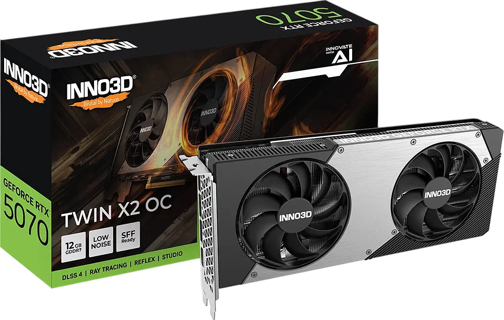 Відеокарта GeForce RTX 5070 12GB Inno3D Twin X2 OC (N50702-12D7X-195064N) - фото 4