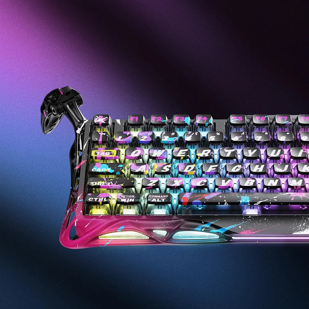 GravaStar Клавіатура механічна Mercury V75 Pro 80keys, Magnetic Jade Gaming, 8K, USB-A, RGB, Neon Graffiti - фото 4