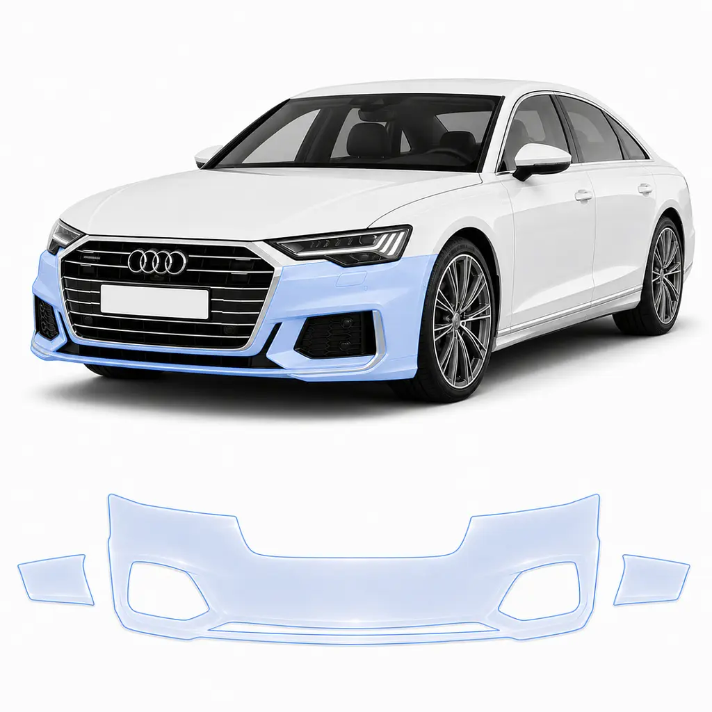 Антигравійна захисна бронеплівка за лекалами для Audi A8 D5 2017-2021 - передній бампер
