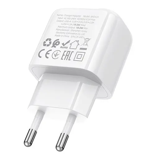 Зарядний пристрій BOROFONE BAS42A Potential single-port 18W QC3.0 білий - фото 2