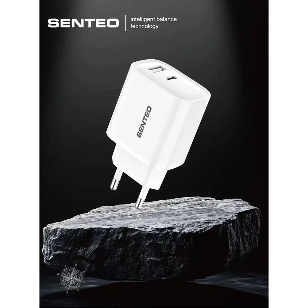 Мережевий зарядний пристрій Senteo T-02 PD3.0+QC3.0 20 Вт білий [175162] - фото 3