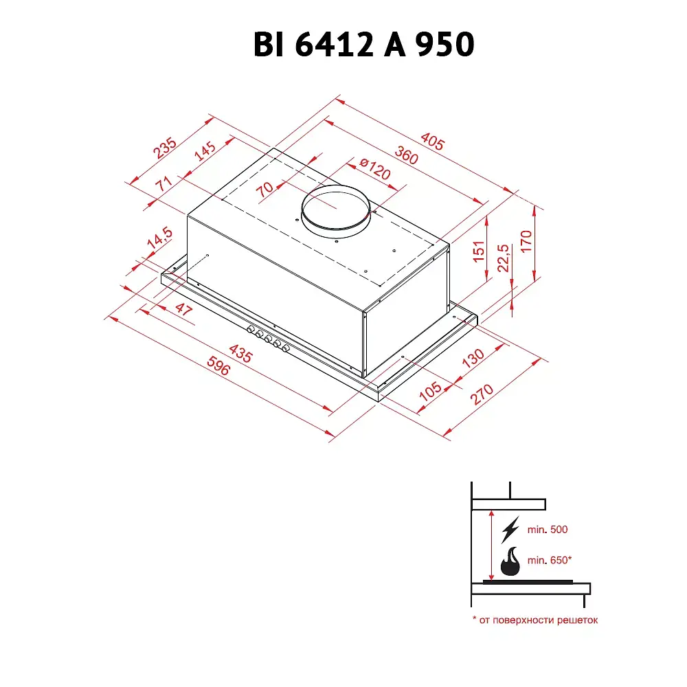 Витяжка повновбудована Perfelli BI 6412 A 950 I LED - фото 5