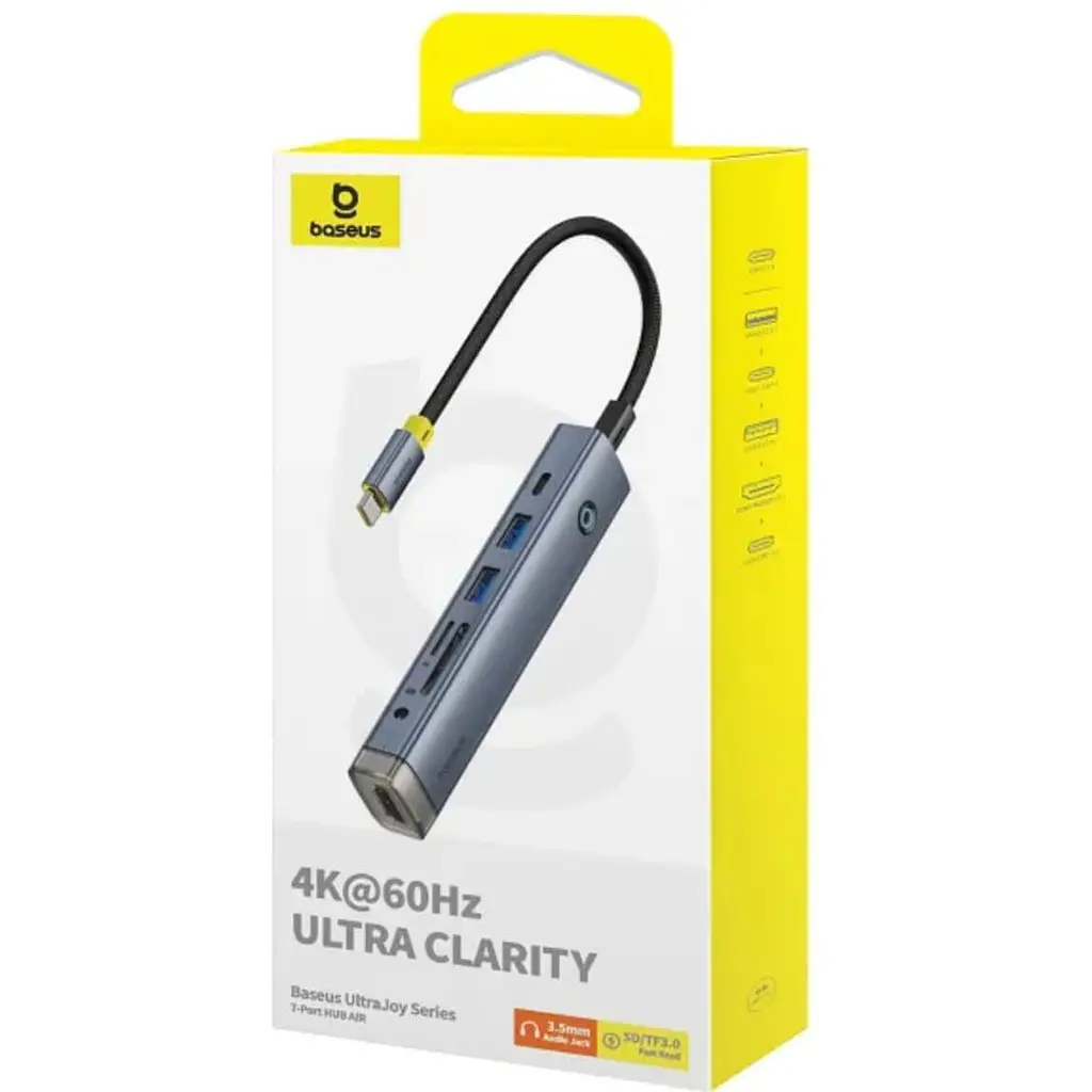 USB-Хаб Baseus UltraJoy Series 7-Port HUB AIR Space Grey (Type-C to HDMI4K@60Hz*1+USB3.0*2+PD*1+SD/TF3.0*1+3.5mm*1) (B00052803811-02) - фото 6
