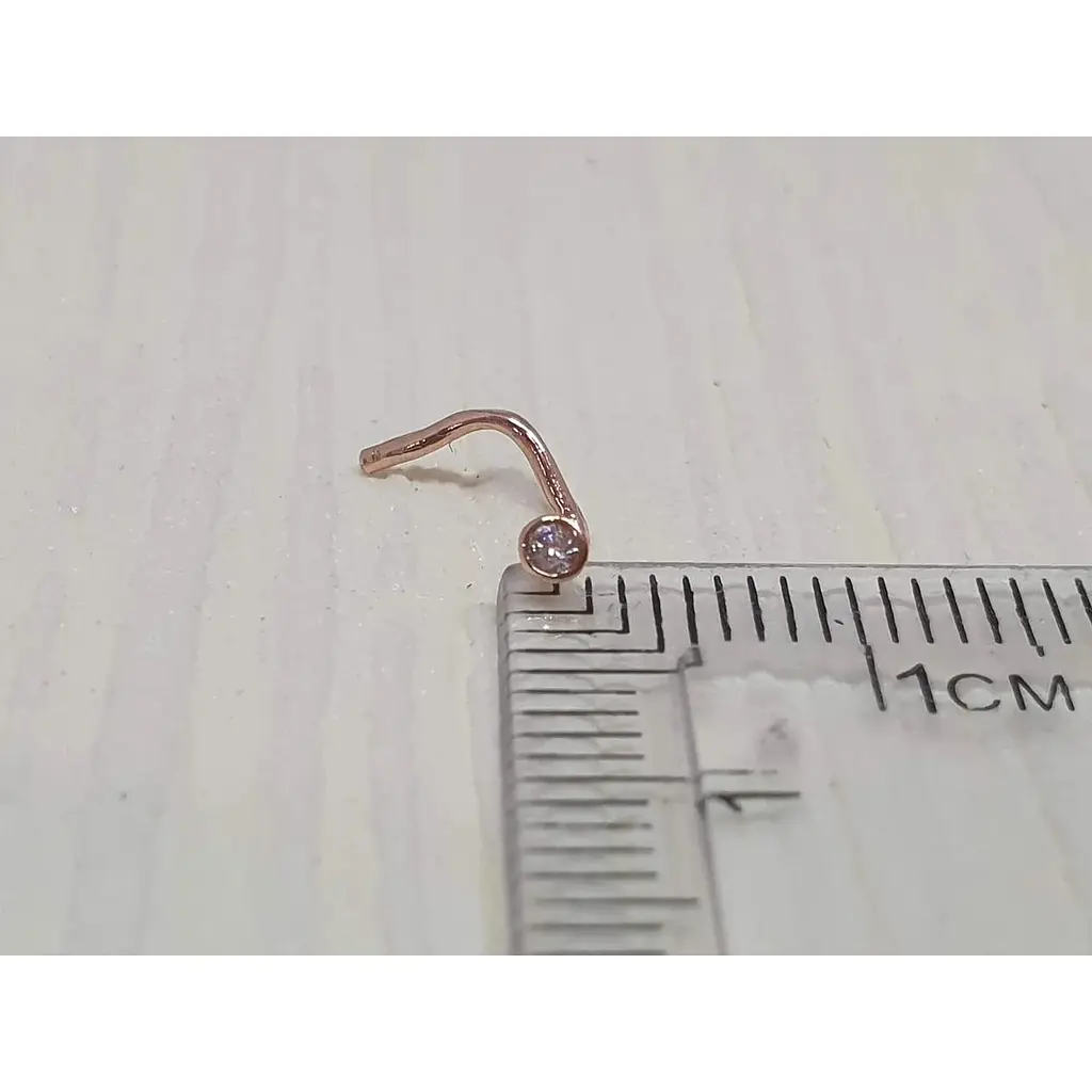 Золотая серьга-пирсинг Астор в нос с фианитом. 2182524 - фото 3