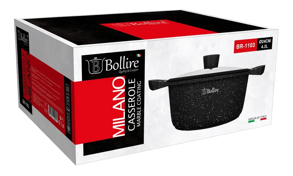 Каструля антипригарна з кришкою MILANO BOLLIRE 24 см 4.3 л - фото 2