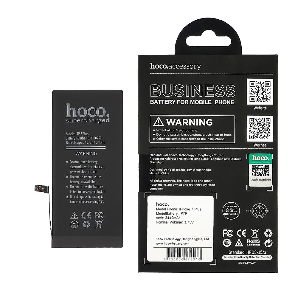 Аккумулятор Hoco для Apple iPhone 7 Plus, усиленный (3440mAh) - фото 2