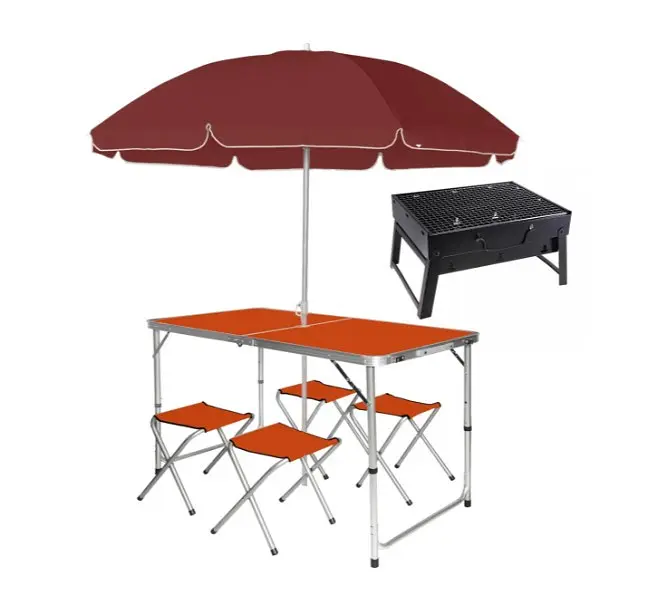 Розкладний стіл з 4 стільцями Folding Table для пікніка, риболовлі, дачі, 120х60 см Стіл-чемодан - фото 3