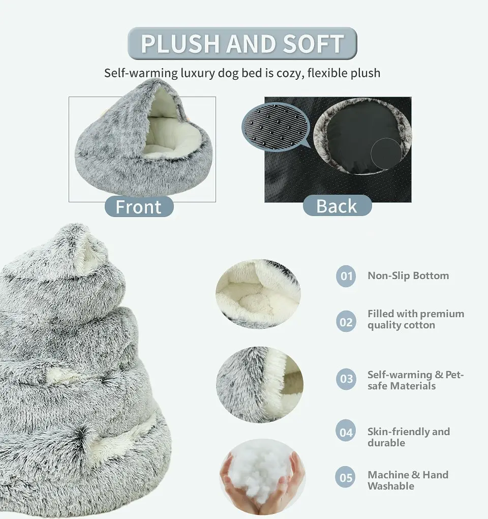 Плюшева лежанка Люпосанчик Pink Plush Pet Bed для котів та собак d 100 см - фото 5