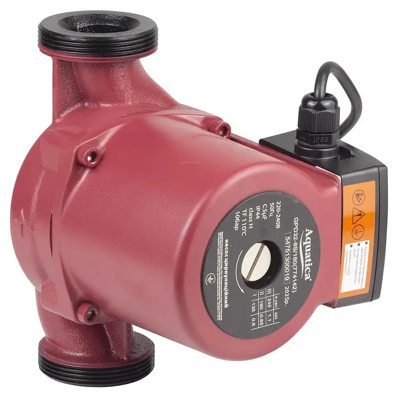 Насос циркуляційний 245Вт Hmax 8м Qmax 200л/хв Ø2" 180мм + гайки Ø1¼" AQUATICA (774142) - фото 2