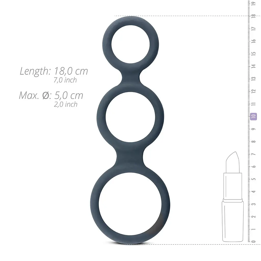 Ерекційне кільце Boners Triple Cock Ring 18 см сірий - фото 5