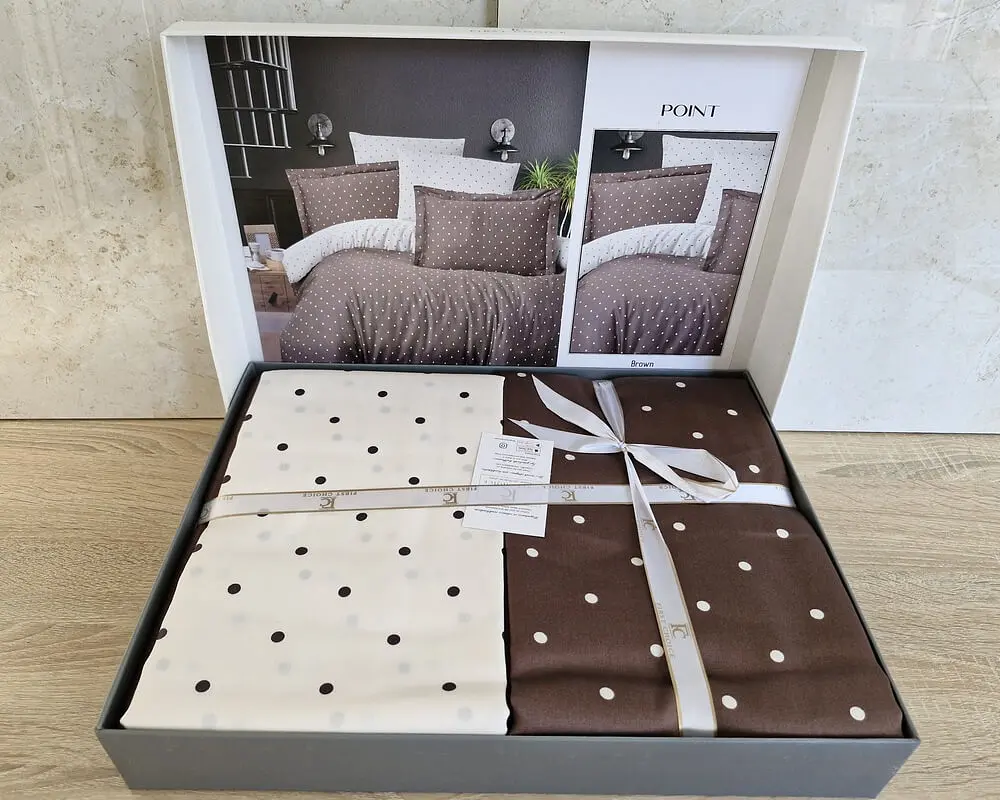 Турецька постільна білизна First Choice Cotton Satin Point brown євро - фото 2