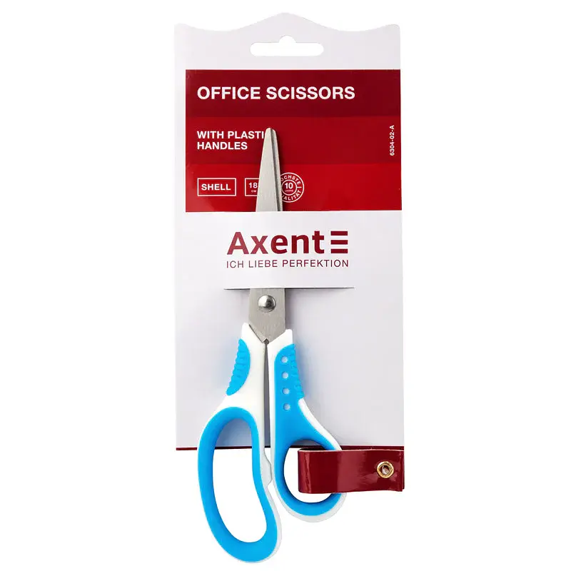 Ножиці офісн. "Axent" №6304-02 18см Shell біл.-блакитні - фото 3